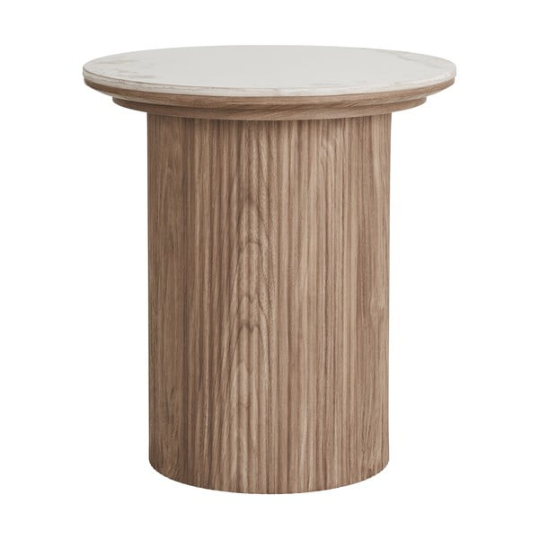 Tavolino rotondo con piano effetto marmo ø 45 cm Athens – House Nordic-image-4