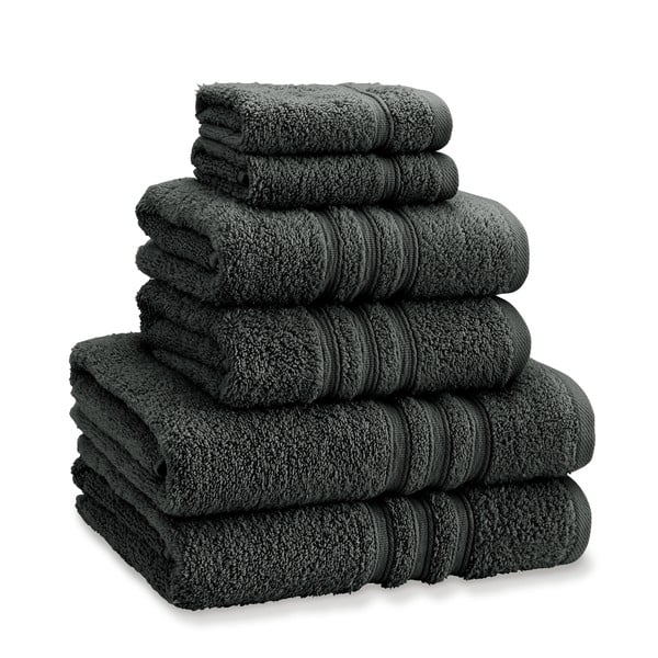 Set di asciugamani per viso e corpo tipo terry grigio scuro in cotone 6 pz Zero Twist – Catherine Lansfield