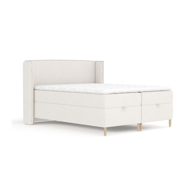 Letto boxspring color crema con spazio contenitivo 160x200 cm Monpelli – Maison de Rêve