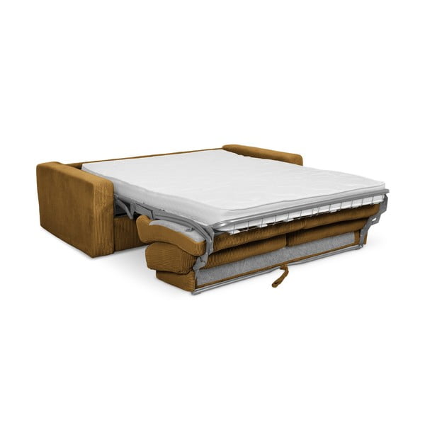 Divano color senape allungabile con rivestimento in velluto a coste 195 cm Nona – Makamii-image-3