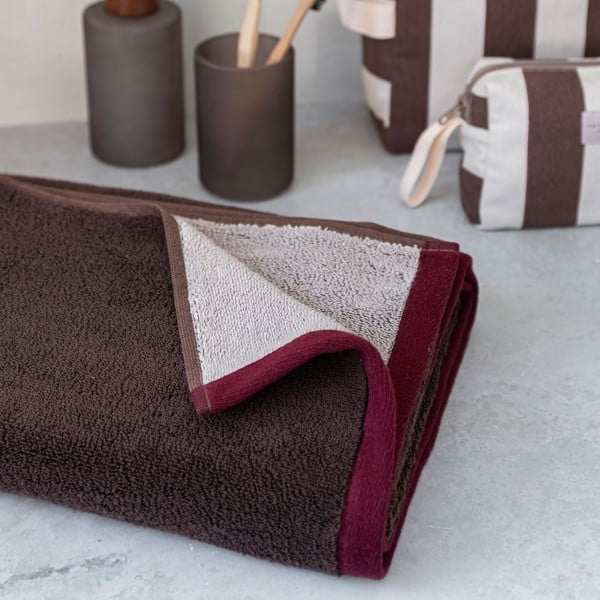 Set di asciugamani tipo terry marroni in cotone organico 2 pz 40x55 cm Soft – Mette Ditmer Denmark-image-1