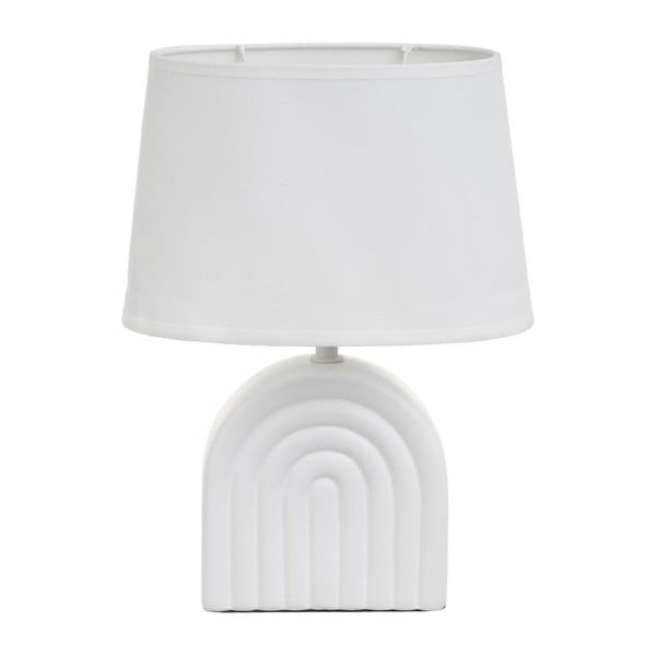 Lampada da tavolo in ceramica bianca con paralume in tessuto (altezza 31 cm) - Casa Selección