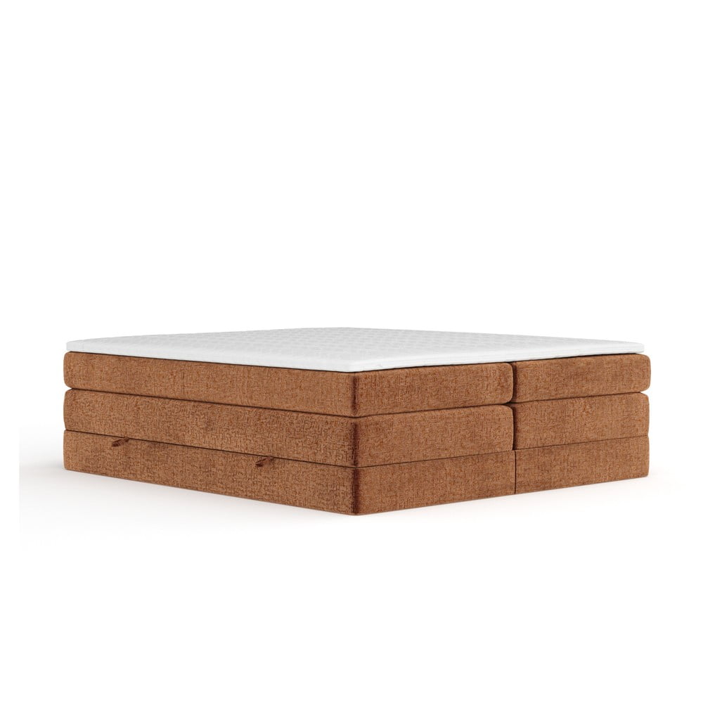 Letto boxspring arancione con contenitore/senza testiera 160x200 cm Juniper – Maison de Rêve | Letti boxspring