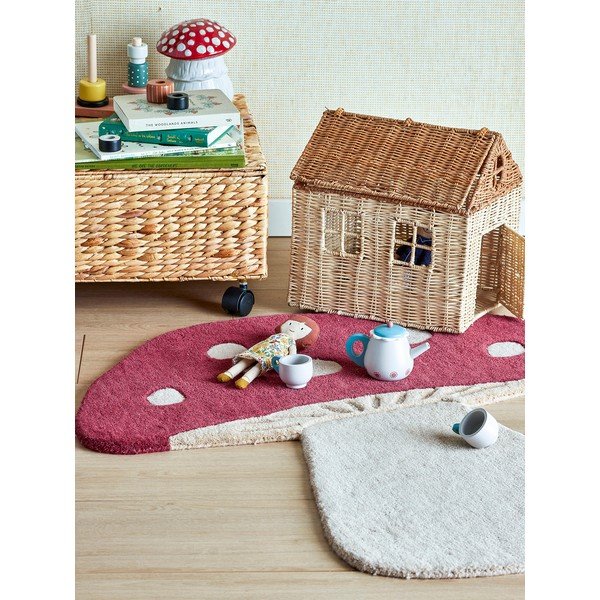 Tappeto per bambini rosso in lana 85x90 cm Mushroom – Bloomingville Mini-image-1