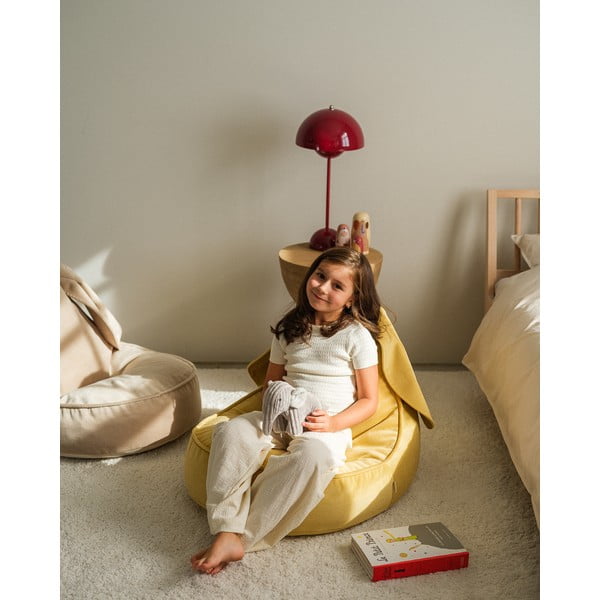 Pouf a sacco per bambini giallo con rivestimento in velluto Bunny – Wigiwama-image-1