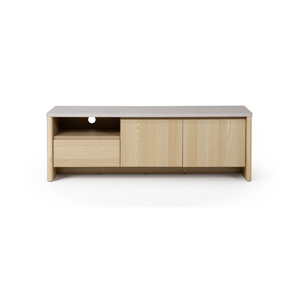 Mobile TV bianco/colore naturale chiaro con effetto rovere 153x50x45 cm Dore – Marckeric