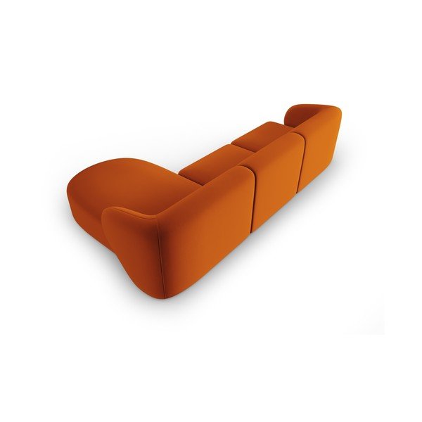 Divano angolare color terracotta (con penisola a destra/con chaise lounge) con rivestimento in velluto Paolo – Milo Casa-image-3