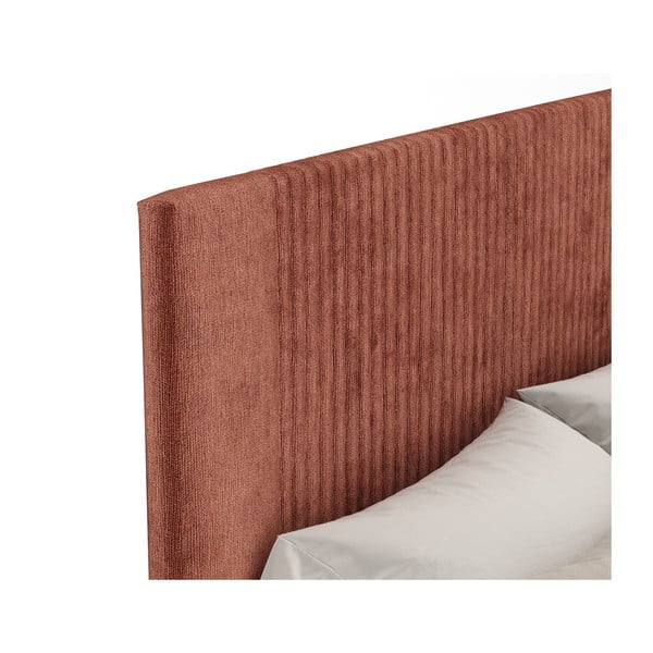 Letto matrimoniale imbottito color mattone con contenitore con rete inclusa 140x200 cm Etero – Maison de Rêve-image-3