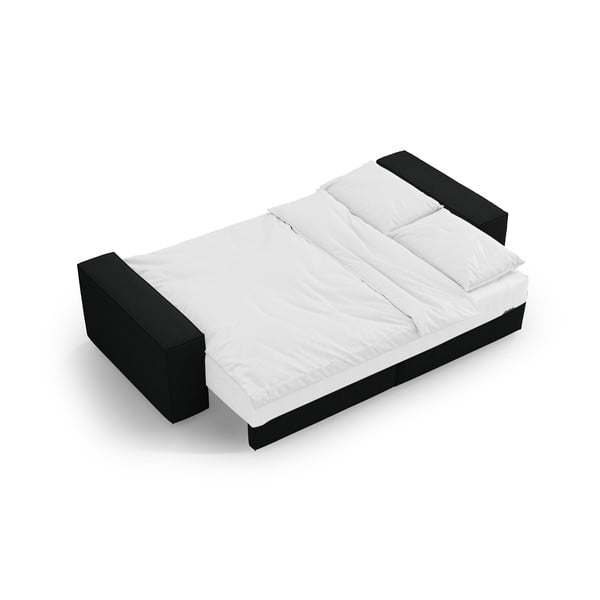 Divano letto nero in tessuto bouclé 247 cm Jodie - Micadoni Home-image-4