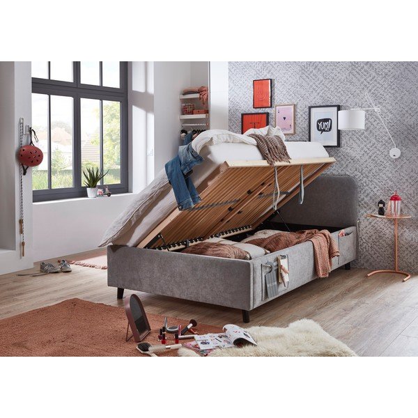 Letto da bambini grigio con contenitore con rete inclusa 120x200 cm Cosy – Meise Möbel-image-2