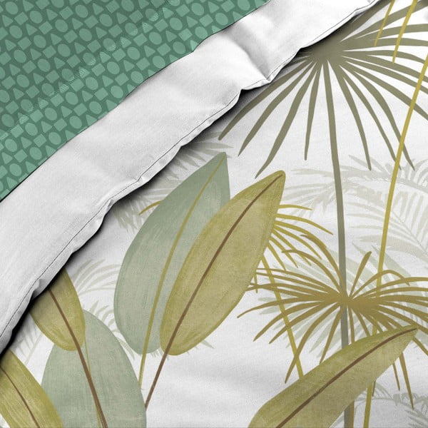 Set copripiumino e federa bianco/verde in cotone per letto matrimoniale ed esteso con lenzuolo incluso/6 pezzi 240x220 cm Otika – douceur d'intérieur-image-2