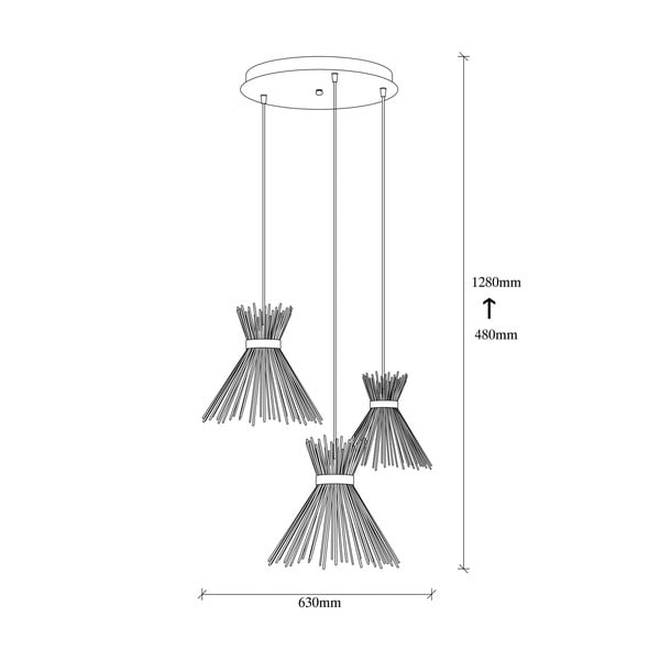 Lampadario nero con paralume in metallo ø 63 cm Kirpi – Opviq lights-image-3