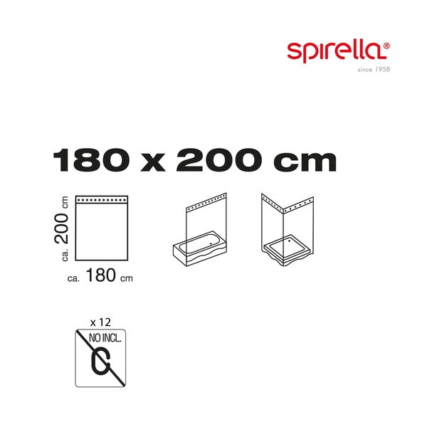 Tenda per doccia 180x200 cm Waterdrop – Spirella-image-3