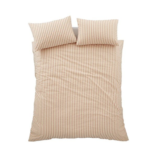 Set copripiumino e federa arancione per letto matrimoniale/per letto esteso 3 pezzi 230x220 cm Cotton Rich Woven Stripe – Pineapple Elephant