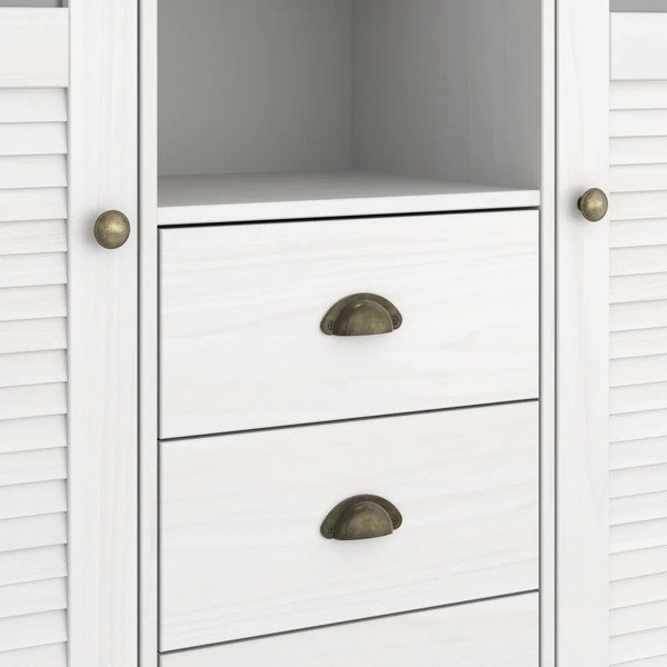 Armadietto bianco in pino massiccio 127x116x38 cm Edith – Støraa-image-4
