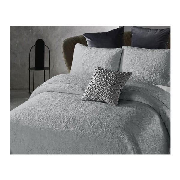 Copriletto in microfibra grigio chiaro con federa Velvet Clara, 180 x 250 cm - Dreamhouse-image-1