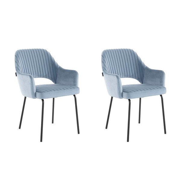 Sedie da pranzo in velluto azzurro in set di 2 pezzi Britney - Støraa-image-3