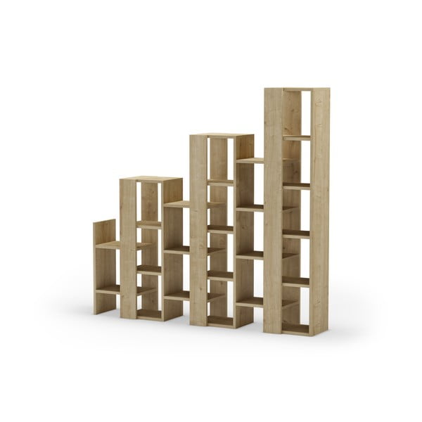 Scaffale in rovere decorato in colore naturale 158x151 cm Anissa - Marckeric-image-3