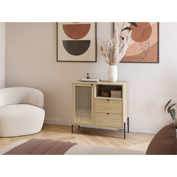 Mobile in rovere decorato in colore naturale 80x80 cm Inca - Marckeric-image-1