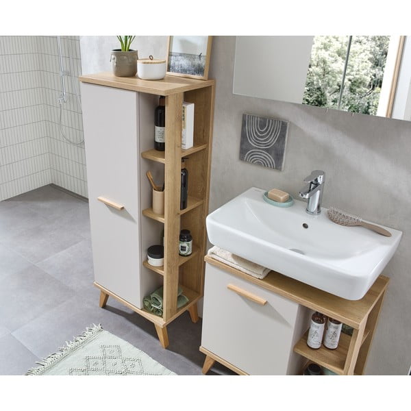 Mobile da lavabo color crema con effetto rovere 60,5x65 cm Quickset 966 – Pelipal-image-3