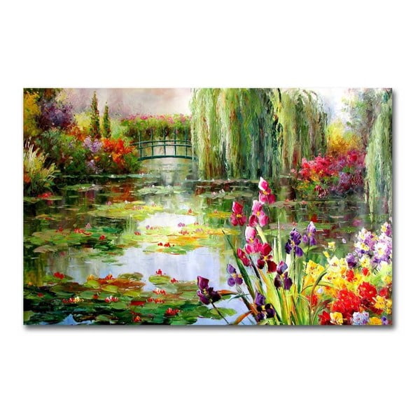 Pittura murale su tela Giardino impressionista, 70 x 45 cm Claude Monet - Colorful Water Lily Pond - Wallity