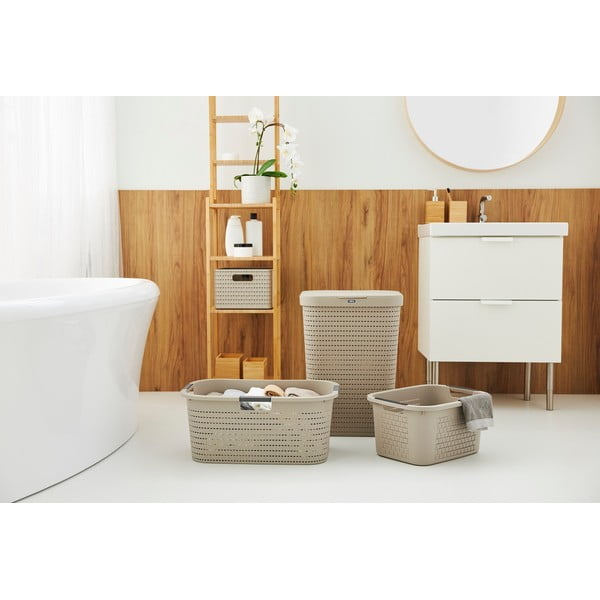 Cesto portabiancheria in plastica beige 55 l Country - Rotho-image-2