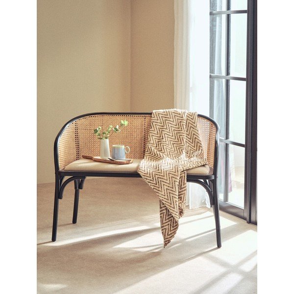 Panchina nera/di colore naturale in imbottito Cebu – Premier Housewares-image-3