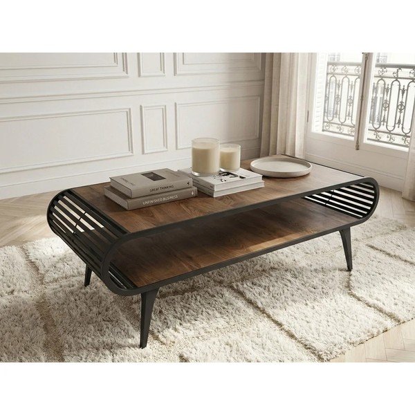 Tavolino da salotto di colore naturale con piano effetto rovere 60x120 cm Billie – Bobochic Paris-image-1