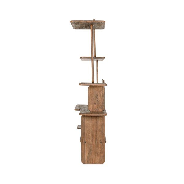 Libreria di colore naturale in acacia massiccia 180x220x50 cm Nayana – Bizzotto-image-4