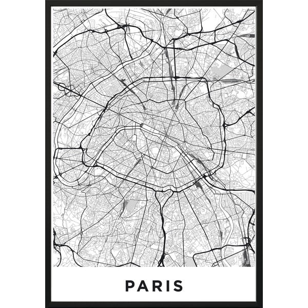 Poster da parete in cornice MAP/PARIS/NO2, 40 x 50 cm Map Paris - DecoKing