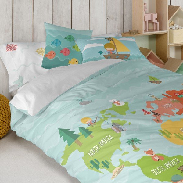 Federa in puro cotone Happynois , 50 x 30 cm World Map - Mr. Fox-image-1