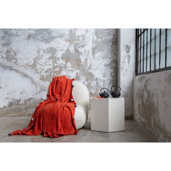 Copriletto color mattone in vello 150x200 cm Pom Pom – Mijolnir-image-2