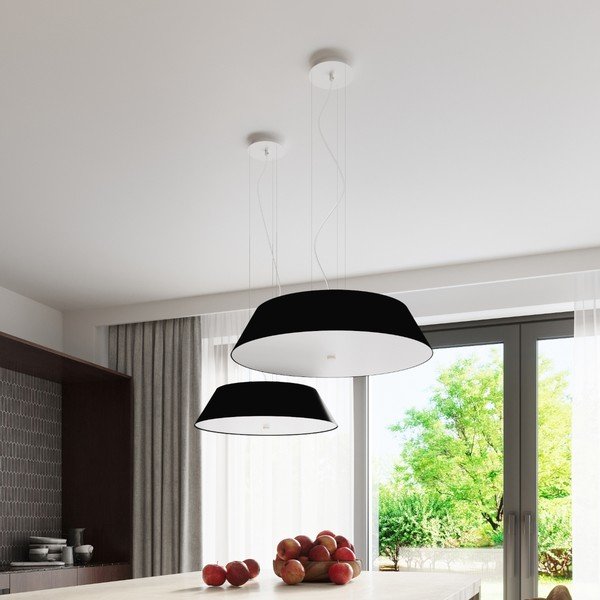 Lampada da soffitto nera con paralume in tessuto ø 70 cm Hektor - Sollux-image-4