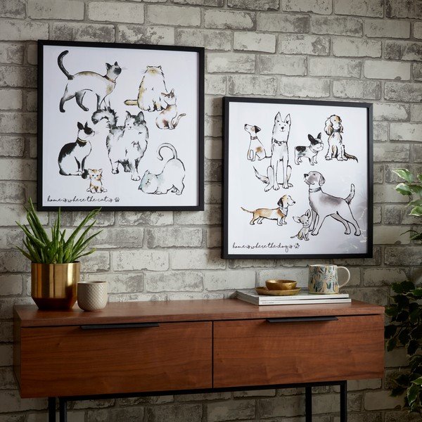 Poster da parete in cornice Home Is Where The Dog Is, 50 x 50 cm Home Is Where The Dog Is - Art for the home-image-1