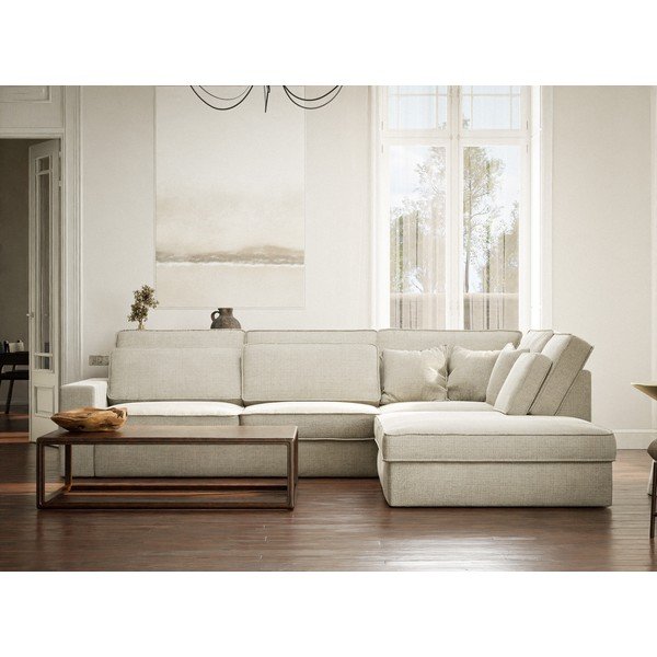 Divano angolare greige (con penisola a destra/a L) con rivestimento in ciniglia Kirou – Maison de Rêve-image-4