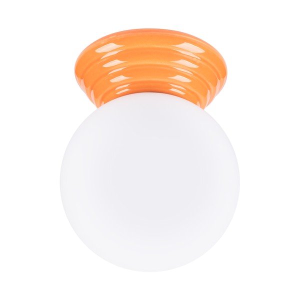 Plafoniera arancione in ceramica con paralume in vetro ø 12 cm Farsa – Sollux