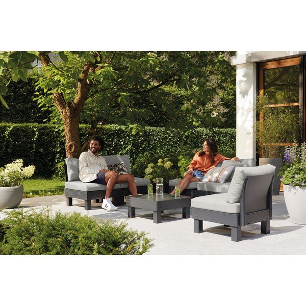 Set da giardino grigio per 4 persone Cantara - Keter-image-1