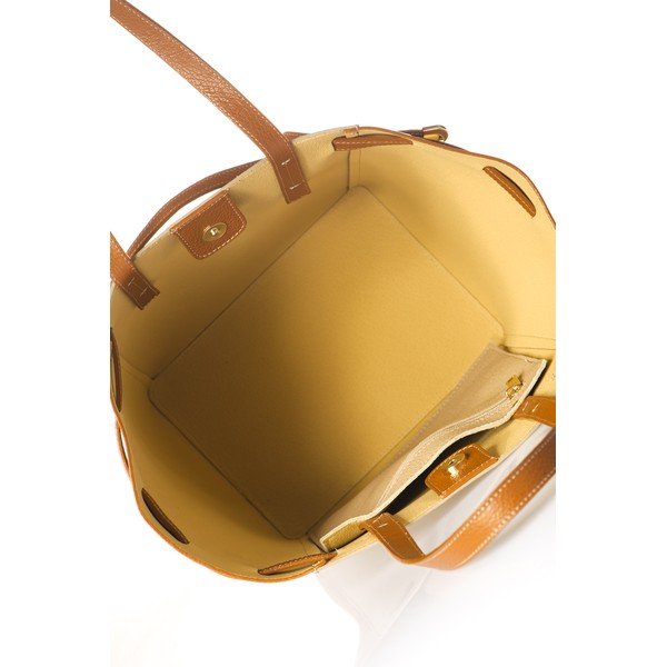 Borsa in pelle marrone e beige Laura - Markese-image-1
