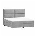 Letto matrimoniale imbottito grigio chiaro con vano contenitore con griglia 160x200 cm Rico - Ropez