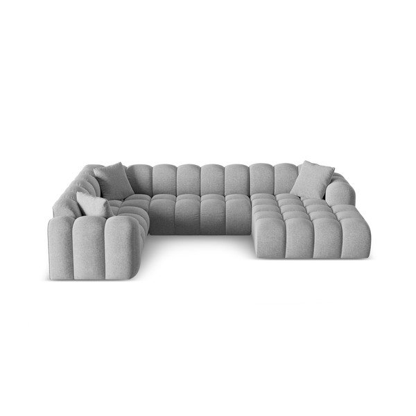 Divano angolare grigio chiaro (con penisola a sinistra/a U) con rivestimento in ciniglia Treno – Cosmopolitan Design