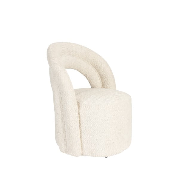 Poltrona color crema girevole con rivestimento in bouclé Seina – Dutchbone