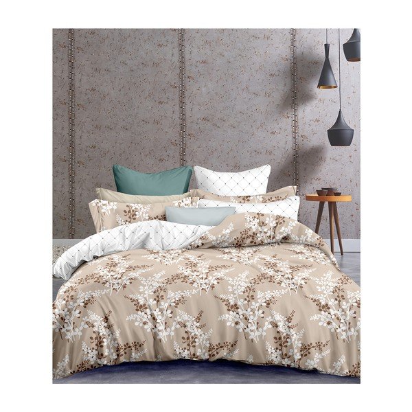 Lenzuolo singolo in microfibra beige-marrone Hypnosis Calluna, 220 x 155 cm - DecoKing-image-2