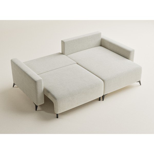 Divano angolare color crema allungabile/con contenitore (con penisola a destra/con chaise lounge) con rivestimento in ciniglia Leon – Maison de Rêve-image-3