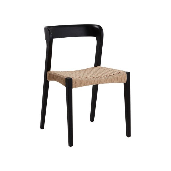 Sedia da pranzo nera in olmo massiccio Vikdalen – Jotex