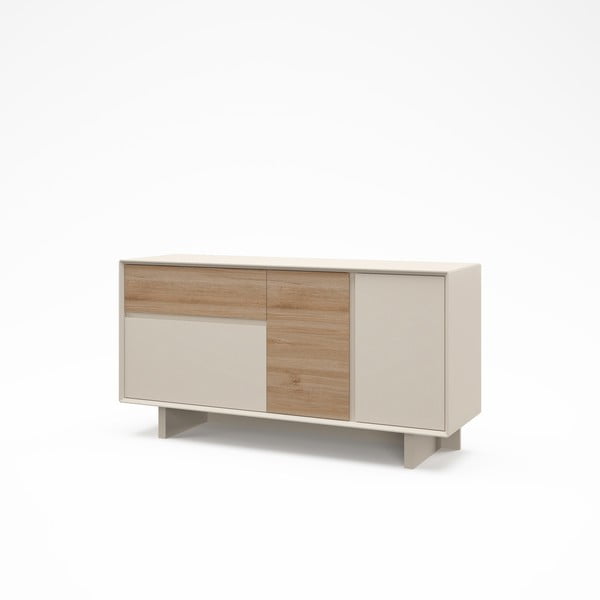 Cassettiera beige/di colore naturale con effetto rovere 146x76x45 cm Carpi – Marckeric-image-3