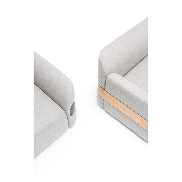 Modulo divano grigio chiaro (angolo sinistro) in misto lana e lino Hugg - Gazzda-image-4