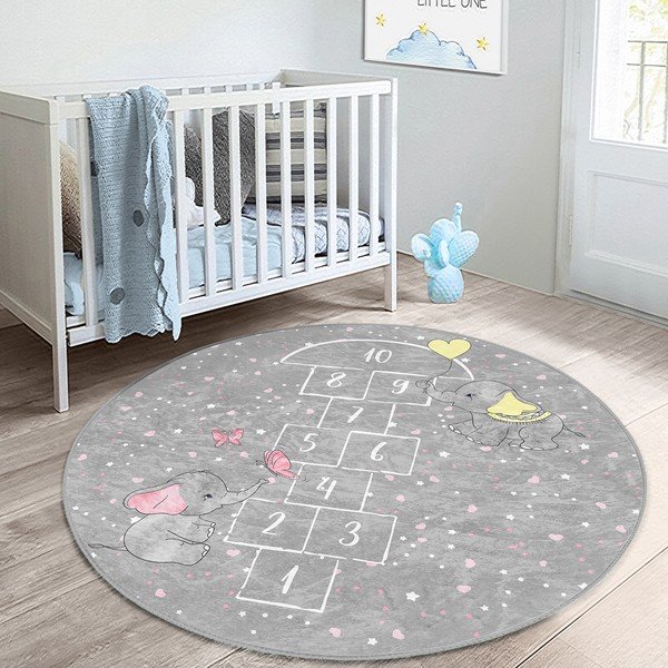 Tappeto grigio per bambini ø 80 cm Comfort - Mila Home-image-1