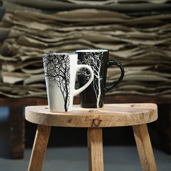Tazza in gres nero KJ Collection, 500 ml Winter Tree - Villa Collection-image-1