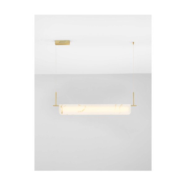 Lampadario LED color crema/color ottone con effetto marmo con intensità regolabile Aider – Nova Luce-image-4