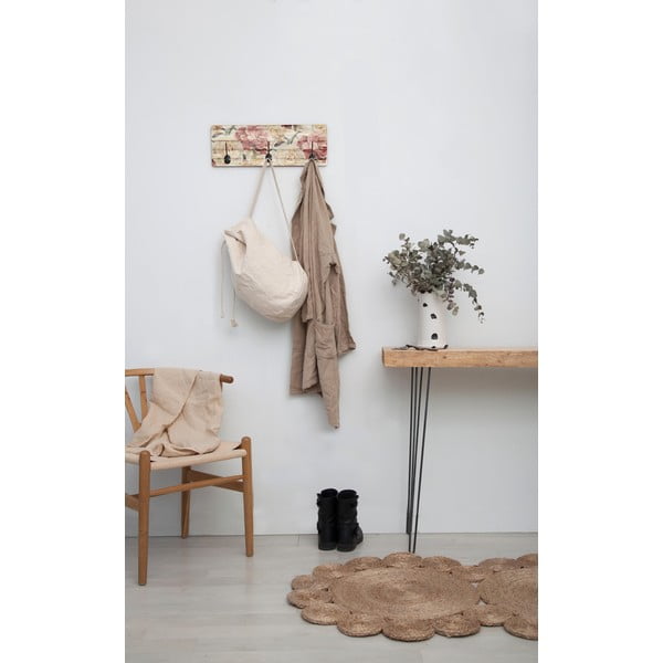 Appendiabiti da parete in legno di pino Tierra Bella White Flowers, 50 x 20 cm - Surdic-image-1